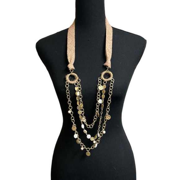 Plunder Jewelry - Plunder 3 Strand Gold, White and pink Necklace, 38”, Excellent Condition